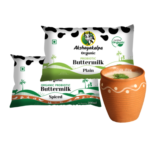 Packets of Buttermilk with mug of buttermilk