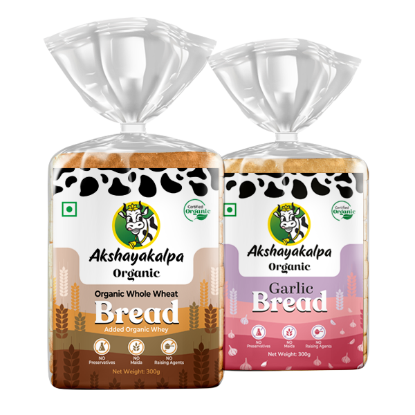 Packets of Bread choices from Akshayakalpa