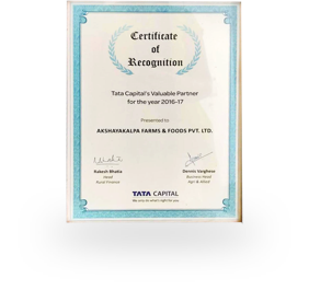 Certified Recognition Tata Capital's Valuable Partner For The Year 2016 -2017