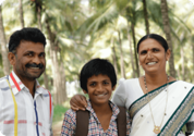 Happy farming family